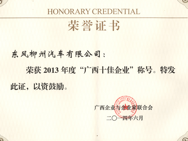 2013年广西十佳企业